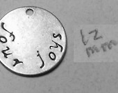 Reserved for gabrycento - CIRCLE 12mm Antiqued Silver plated brass Metal Jewelry Tags stamped brand letters designer shop name - 30 tags