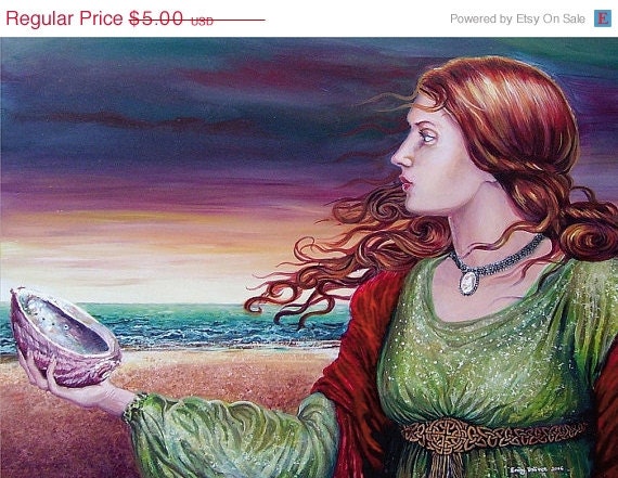 ON SALE Mother of Pearl Ocean Goddess - 5x7 Greeting Card