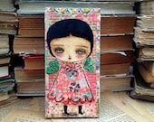 Fairy Butterfly - Original Mixed Media Beeswax Encaustic Collage Painting By Danita - 3 x 6 Inches