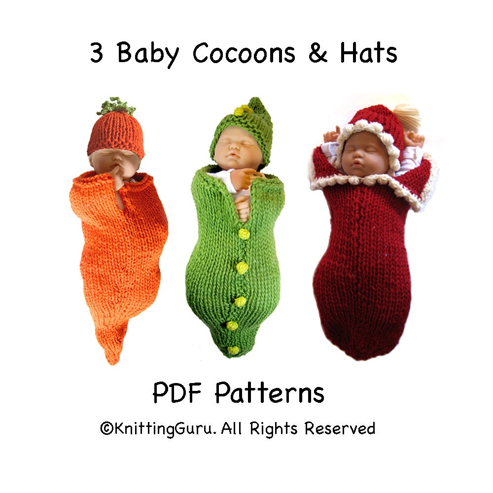 3 Baby Cocoons and Hats E-book - 3 Pattern Bundle - Holiday Costumes - Baby Buntings