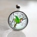 Green Hummingbird - Round Pendant in Silver Bezel - 25mm