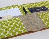 NEW Polka Dot Spring 2013 Organizer for Stationary, Travel Documents, Passports, Coupons- In Touch Clutch (tm) in Lime Green Dotty Dots