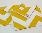 Chevron Mini Envelope Clutch- Perfect to Give Gift Cards, Business Card pouch, mini wallet- Sunshine Yellow Chevron Zig Zag