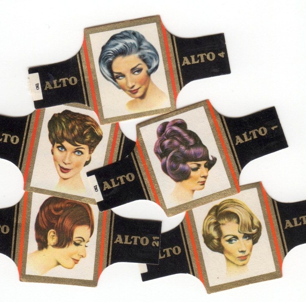 5pcs HAIRSTYLE CIGAR BANDS Vintage 1960s Ephemera Retro