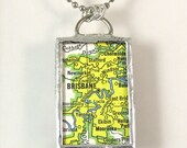 Brisbane Vintage Map Pendant Necklace