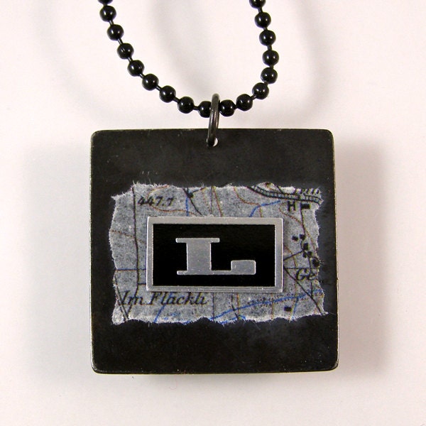 Vintage Suitcase Initial Pendant Necklace