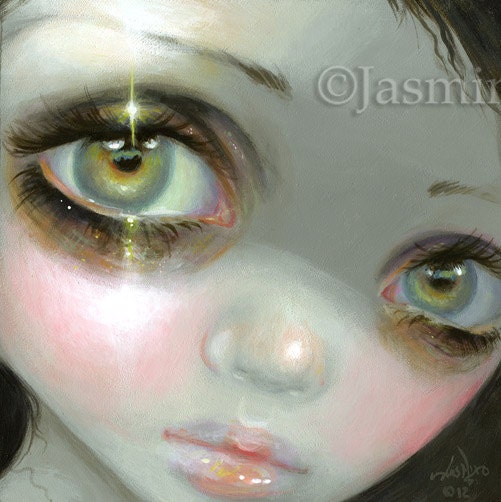 Faces of Faery 205 goth angel big eye fairy face art print by Jasmine Becket-Griffith 6x6