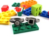 1x1 Interlocking Ring Set - Hand Cast in Sterling Silver
