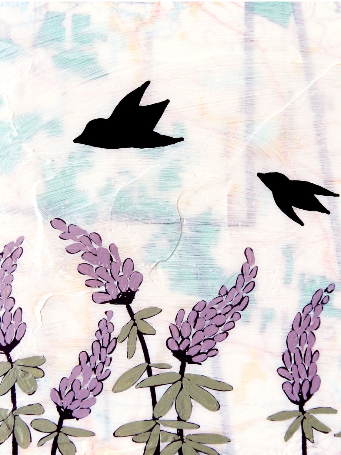 Crystal Lake - 11 x 14 Archival Print - Birds and Flowers Art
