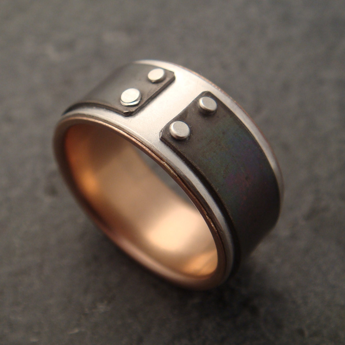 14k Rose Gold Lined Mind The Gap Ring