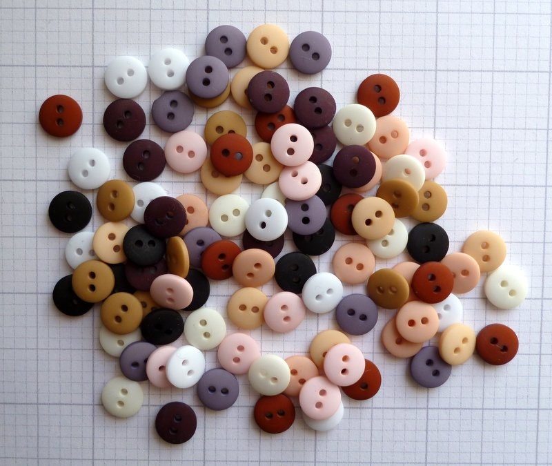 Teeny Tiny Buttons MIX BAG of 100 two hole