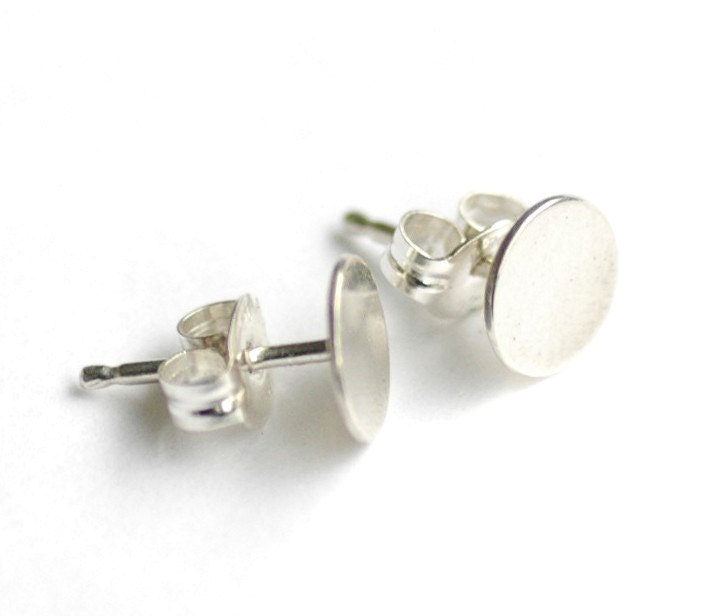 Small Floating Saucer Series Earrings- solid sterling silver studs