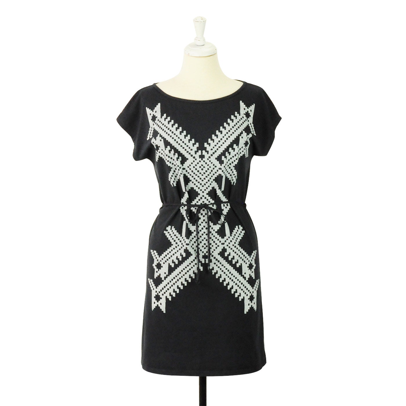 Geometric X Screen Printed Shift Dress