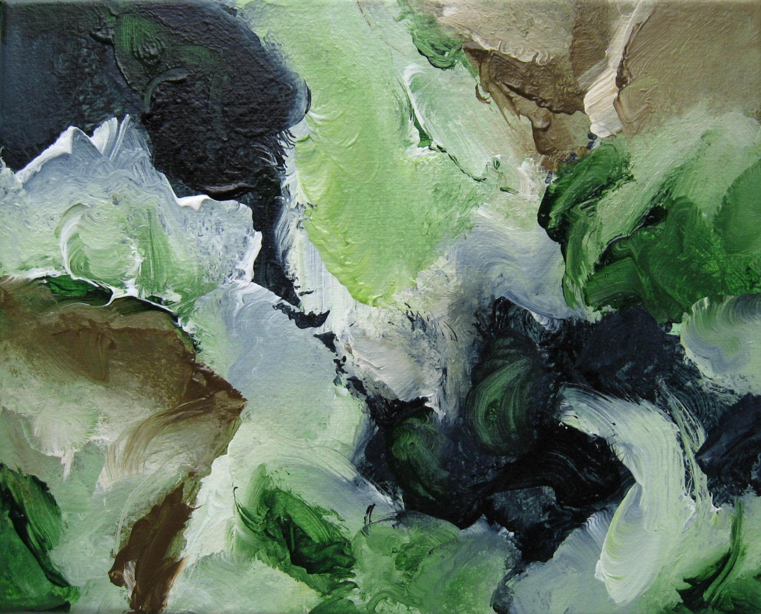 Musing60 Reproduction Print from Original Painting. Green Black