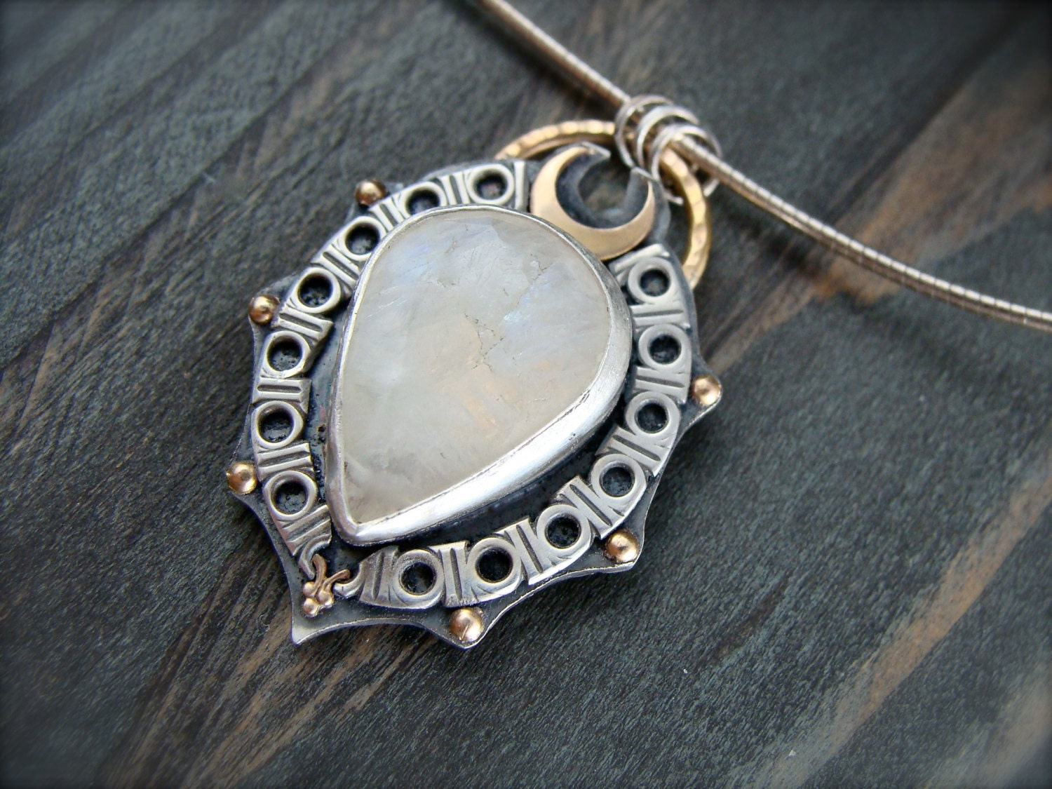 protection ... moonstone sterling and 14k gold pendant