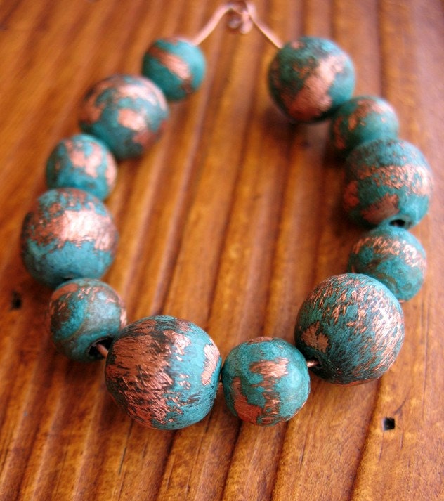 Distressed Verdigris Copper Beads