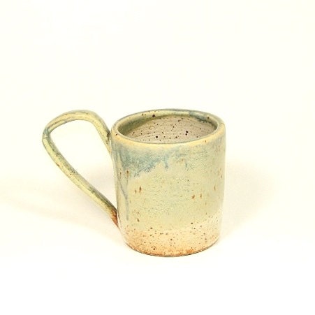 Cream and Turquoise Handmade Pottery Mug