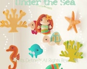 Spin & Musical Baby Mobile with Mermaid Under the Sea Theme (Artist Choice Color) -  Crib Nursery Mobile for Modern Nautical Nursery Decor