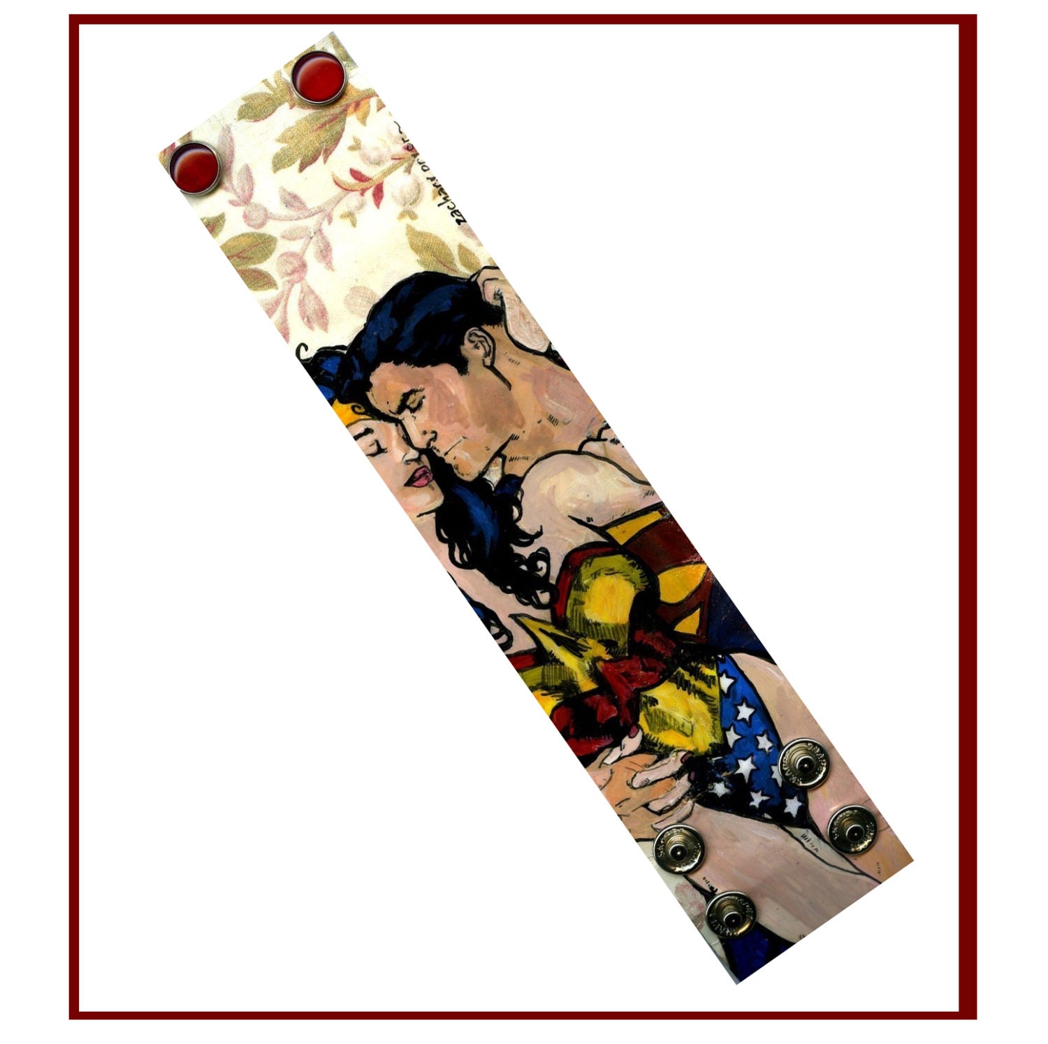 Wonder Woman loves Superman - Heroic Love hand-painted canvas Cuff
