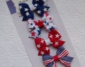 Boutique Patriotic Stars July 4 Petite Bow Set