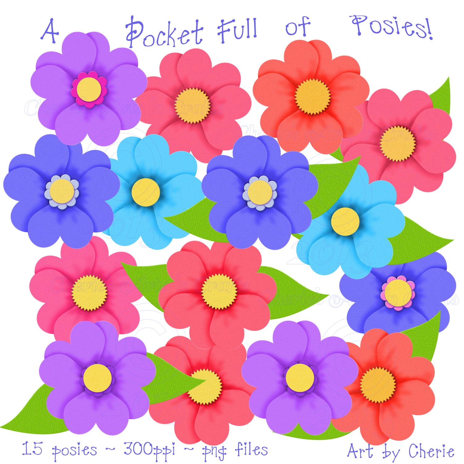 Instant Download, Posies, Flower Graphics, Digital Download, Floral Clip Art Graphics, Flower Clip Art Kits