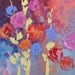 MOVING SALE - Floral Painting Original Art Abstract Flowers Surreal Still Life Landscape Acrylic Painting on Canvas by Linda Monfort