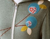 NEW Early Spring Blossoms Hoodie, Heather Green, Applique, Small, Medium, Large, XLarge