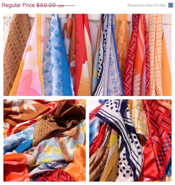 ON SALE- Vintage Hair Scarves Bundle