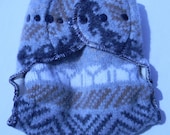 Nifty Nappy One Size Woolie Wrap Cloth Diaper Covers Grey/Black/White Pattern
