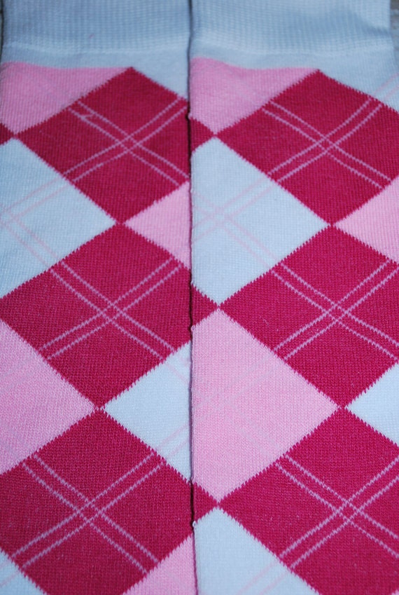 Baby Leg Warmers and Toddler Leg Warmers crawler socks  - free shipping - pink and white plaid argyle