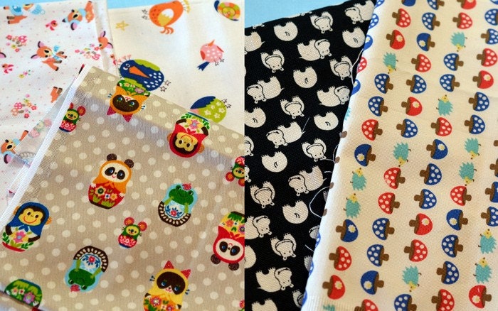 Deer, Hedgehogs , Hippos & More 5-Pack Japanese Fabric - Remant Pieces