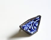 Broken Plate Ring - Blue Calico - Recycled China