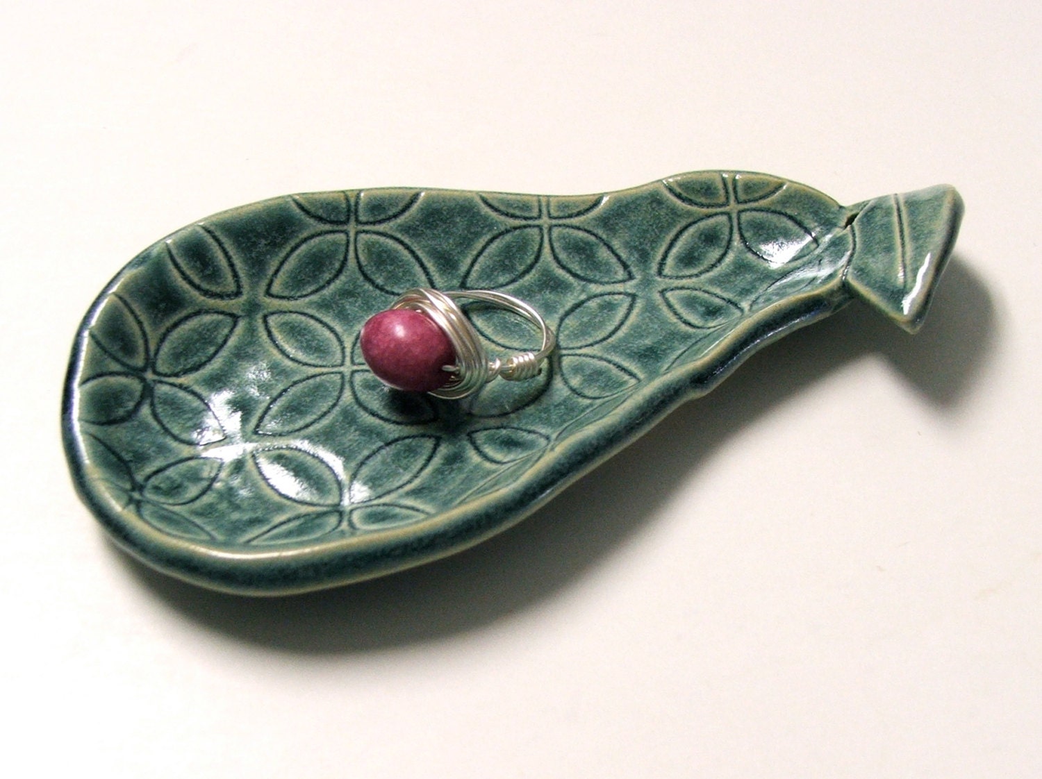 Pretty Little Ceramic Pear Shape Plate, Antique Blue