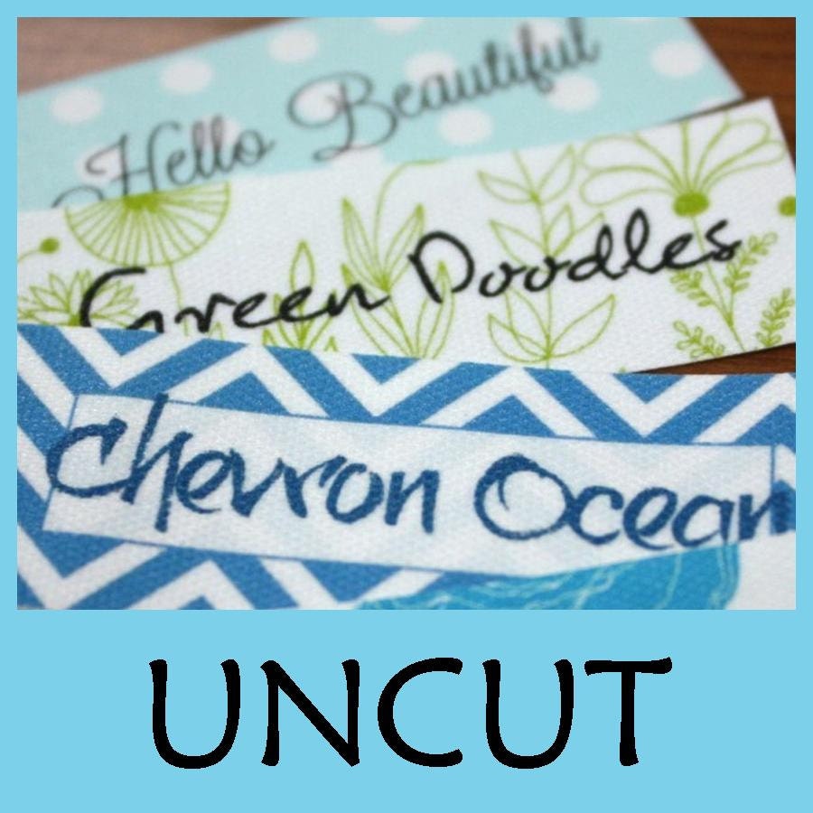 60 UNCUT Custom Printed Fabric Labels REORDER ONLY or your own finished artwork