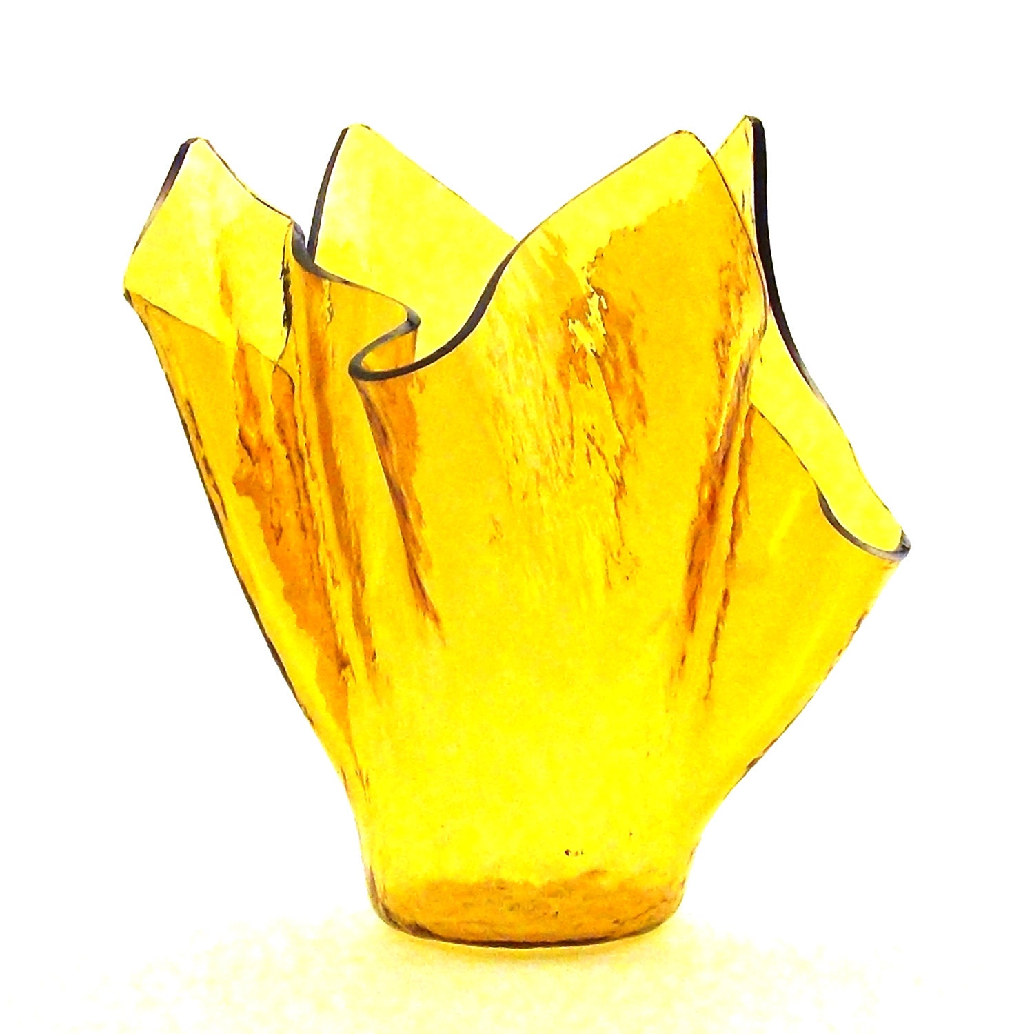 Vase Candle - Yellow Cathedral Glass Vase