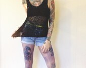 Black handknit tank top - eco friendly recycled yarn