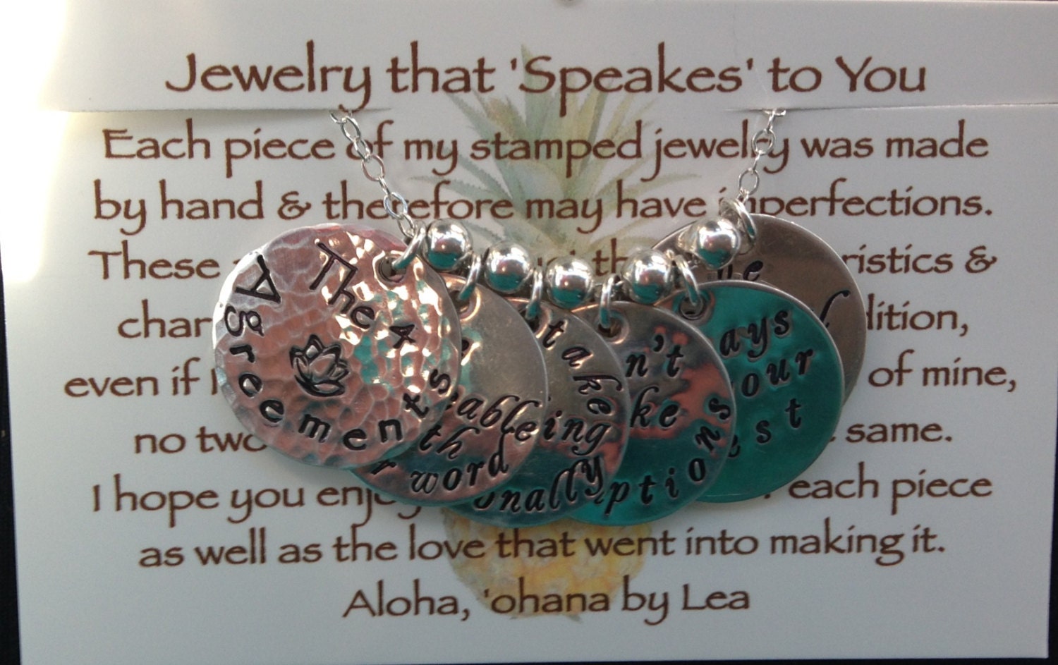 Sterling Silver Multi Disc Four Agreements Necklace