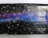 Blue, Purple, and Pink Stripe Galaxy Watercolor Painting Paper Necklace OOAK