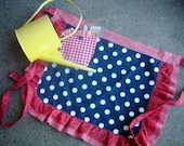 Aprons - I Love Lucy Aprons -  - Navy Dotted Half Aprons - Red and Blue Aprons