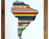 Cartography Wall Art, The Americas: South America, Global Home Decor, Reclaimed Wood, In Stock Ready to Ship