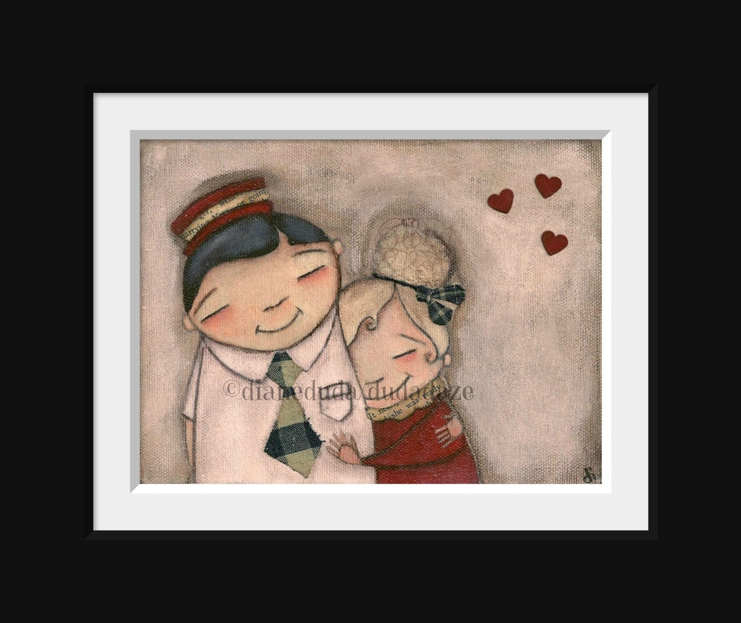 Print of my original Mixed Media Painting - The Happy Couple