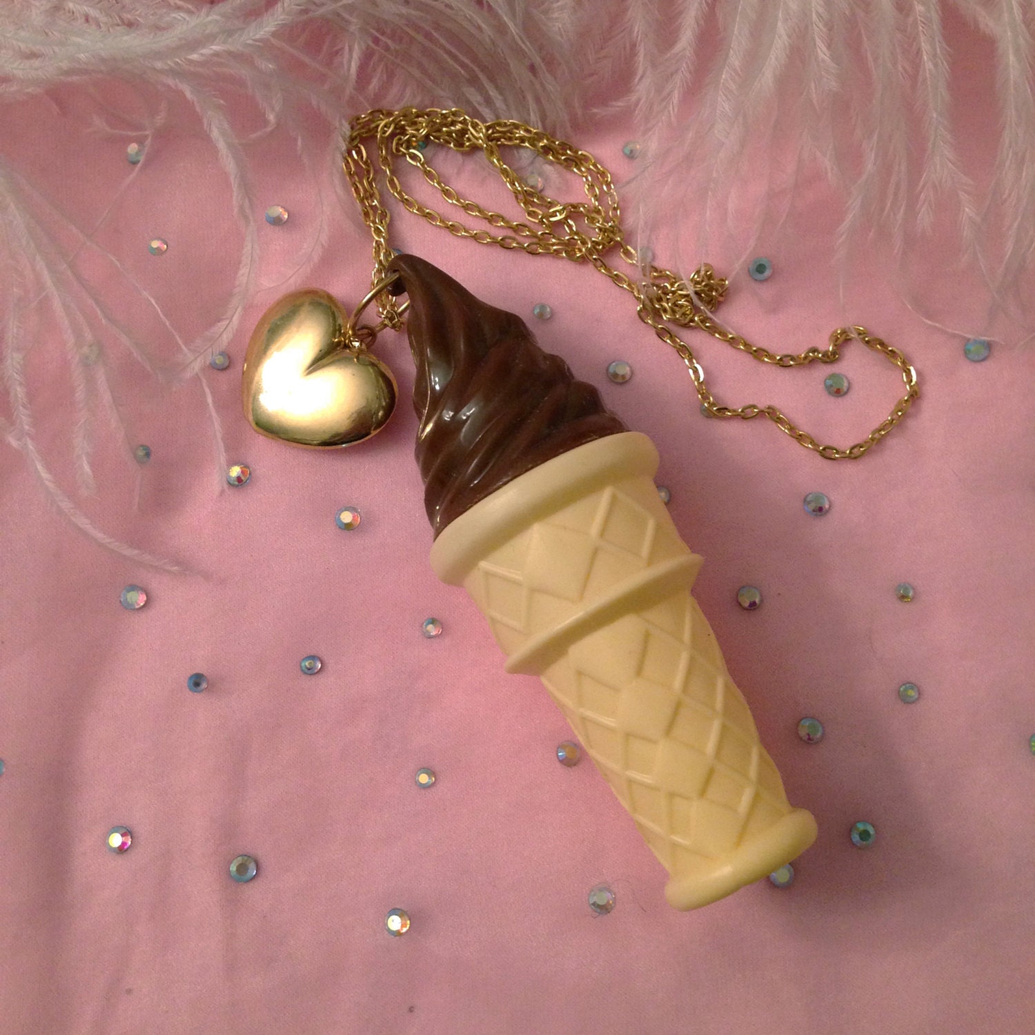 Chocolate Ice Cream Cone Necklace