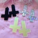 Acrylic Inverted Cross Earrings in Black, Rainbow Confetti, or Radiant