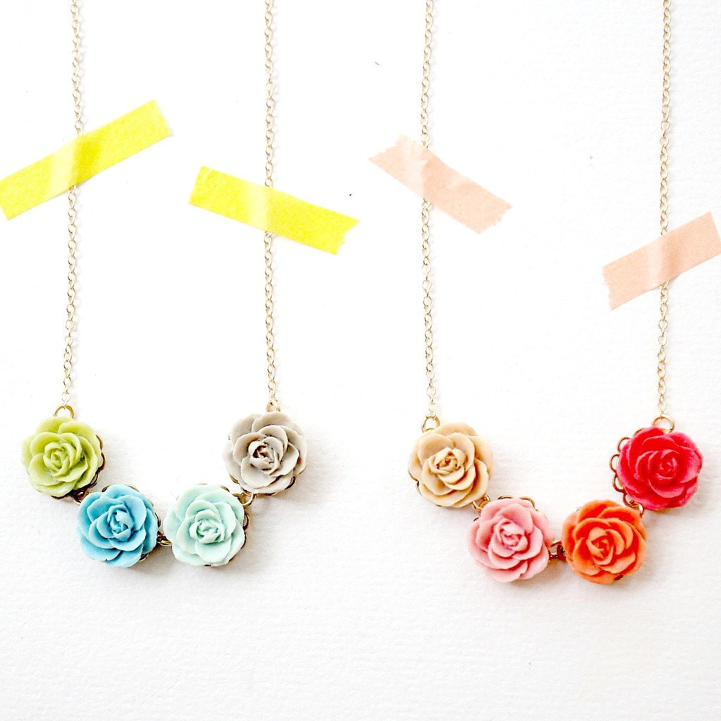 Garden Rose Color Block Necklace