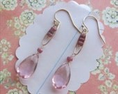 marissa earrings - faceted pink topaz gemstone ruby 14k gold fill