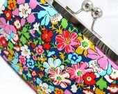 Coupon Organizer Purse Summer Liberty of London Lytton Navy Blue Bloomsbury Gardens