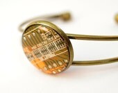 Circuit Board Bracelet Mustard Yellow with Antiqued Brass Eco Friendly Gift