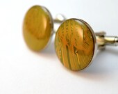 Circuit Board Geeky Cuff Links Mustard Yellow Computer Jewelry