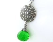 Peridot Necklace, August Birthstone, Sterling Silver Circle Pendant, Grass Green Handmade Jewelry - Kristen No. 1