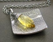Citrine Necklace Gemstone November Birthstone Yellow Quartz Jewelry Sunflower Meadow Handmade Jewelry - Contrast No. 11
